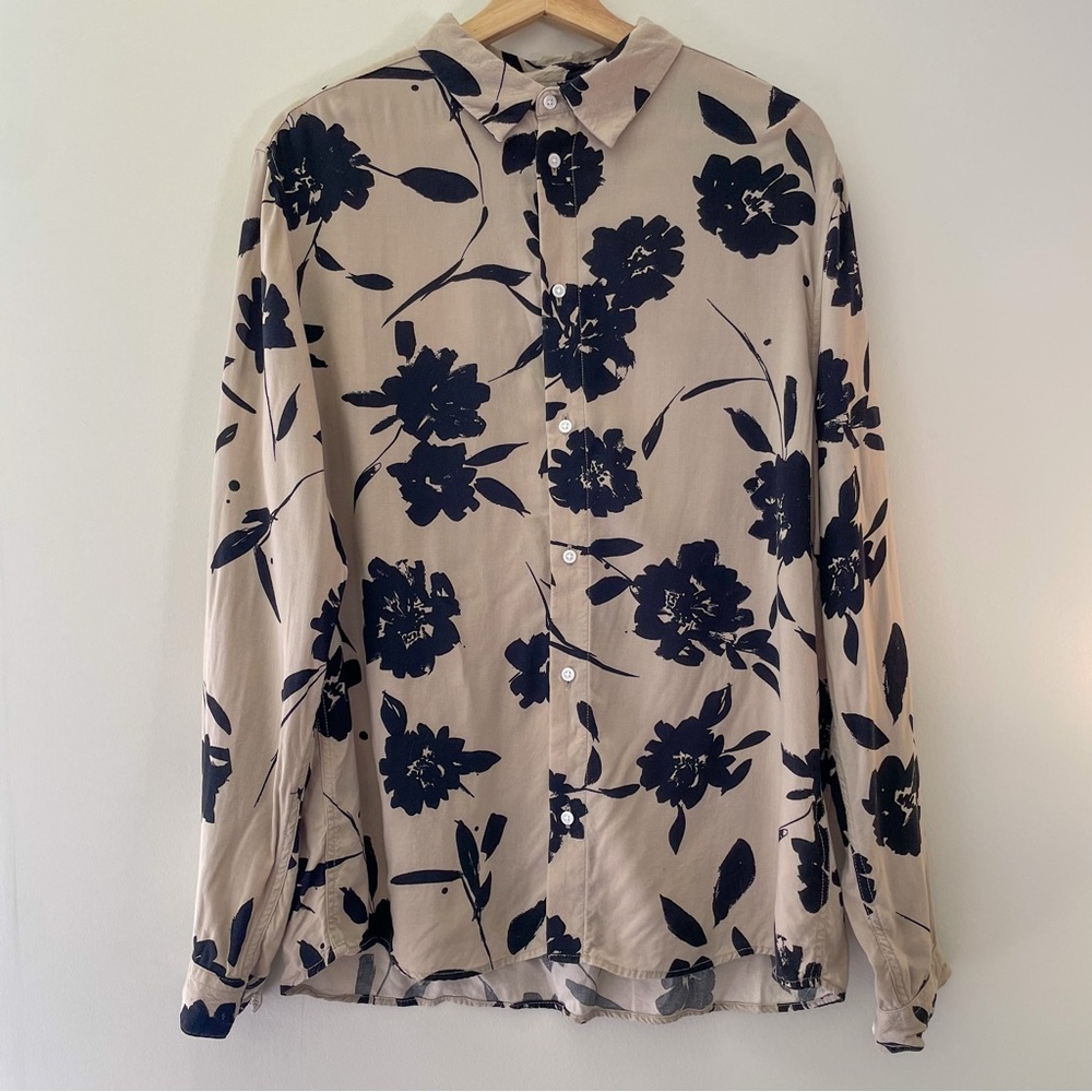 H&M MENS SLIM FIT FLORAL BUTTON UP